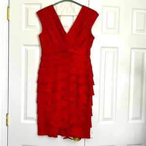 Adrianna Papell dress.  Red with overlapping ruffles.  Very flattering.